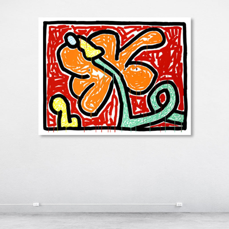 Floral Design Wall Decor Pop Art Textured Canvas in Pastel Color for Family Room Red Clearhalo 'Arts' 'Canvas Art' 1859659