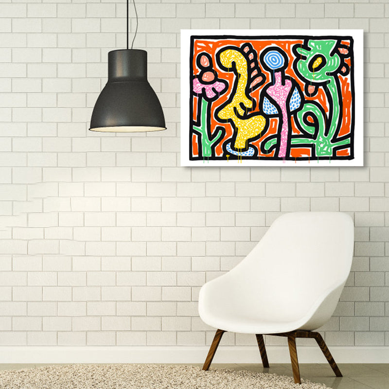Floral Design Wall Decor Pop Art Textured Canvas in Pastel Color for Family Room Clearhalo 'Arts' 'Canvas Art' 1859665