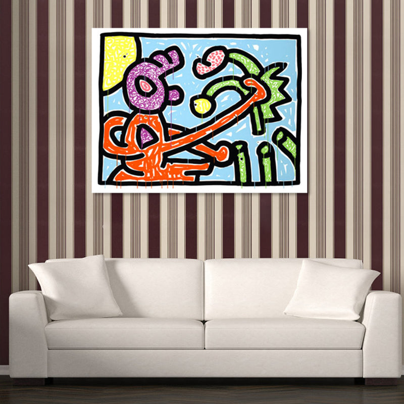 Floral Design Wall Decor Pop Art Textured Canvas in Pastel Color for Family Room Clearhalo 'Arts' 'Canvas Art' 1859668