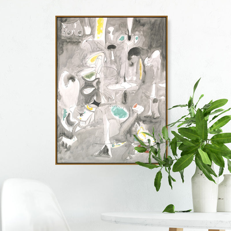 Grey Watercolor Wall Decor Paintings Abstract Expressionism Textured Canvas for Kitchen Grey Clearhalo 'Arts' 'Canvas Art' 1859671