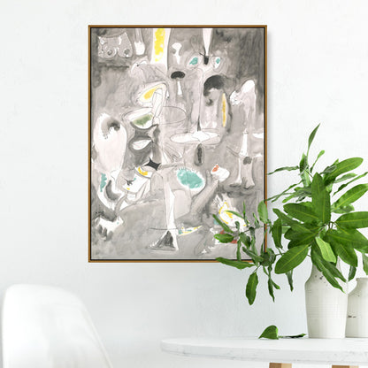 Grey Watercolor Wall Decor Paintings Abstract Expressionism Textured Canvas for Kitchen Grey Clearhalo 'Arts' 'Canvas Art' 1859671