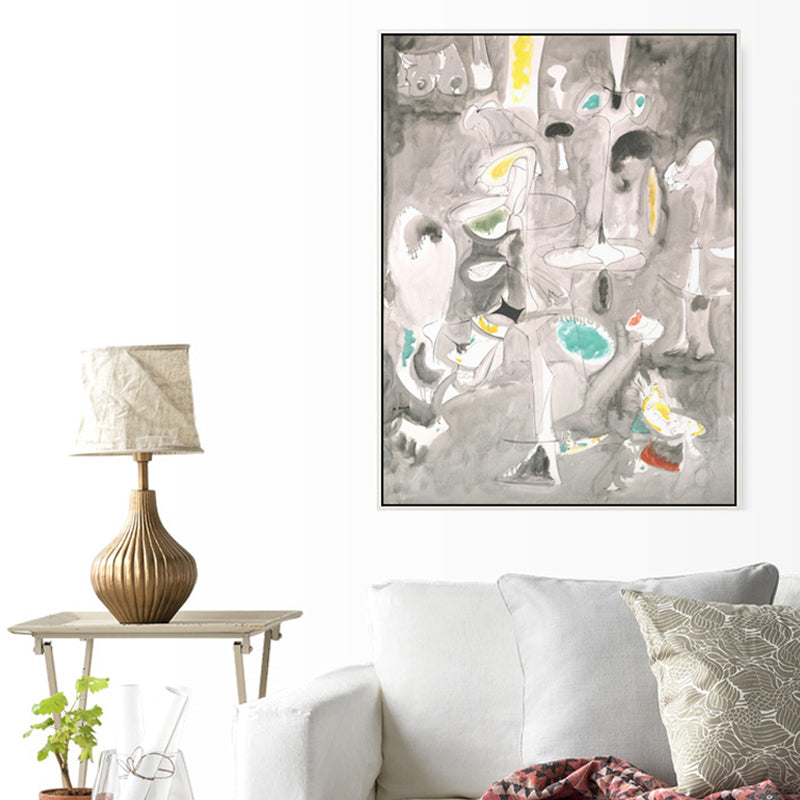 Grey Watercolor Wall Decor Paintings Abstract Expressionism Textured Canvas for Kitchen Clearhalo 'Arts' 'Canvas Art' 1859673