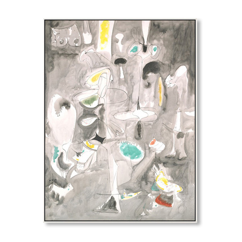 Grey Watercolor Wall Decor Paintings Abstract Expressionism Textured Canvas for Kitchen Clearhalo 'Arts' 'Canvas Art' 1859674