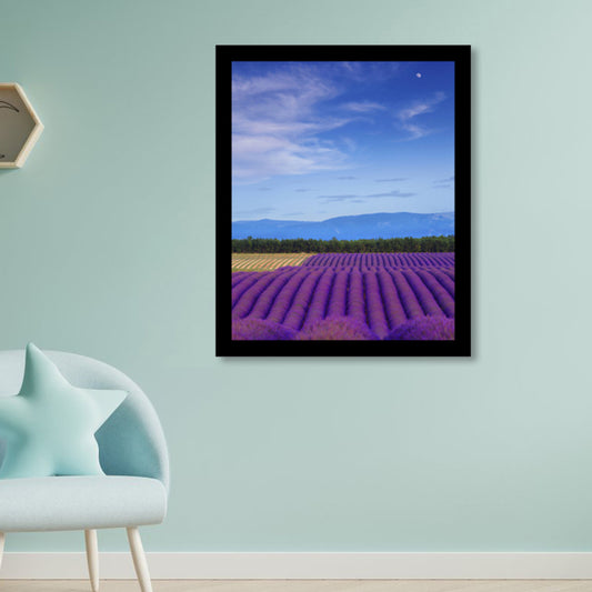 Lavender Field Scenery Art Print Farmhouse Canvas Wall Decor in Dark Color for Room Blue Clearhalo 'Art Gallery' 'Canvas Art' 'Country Art Gallery' 'French Country' 'Rustic' Arts' 1859725