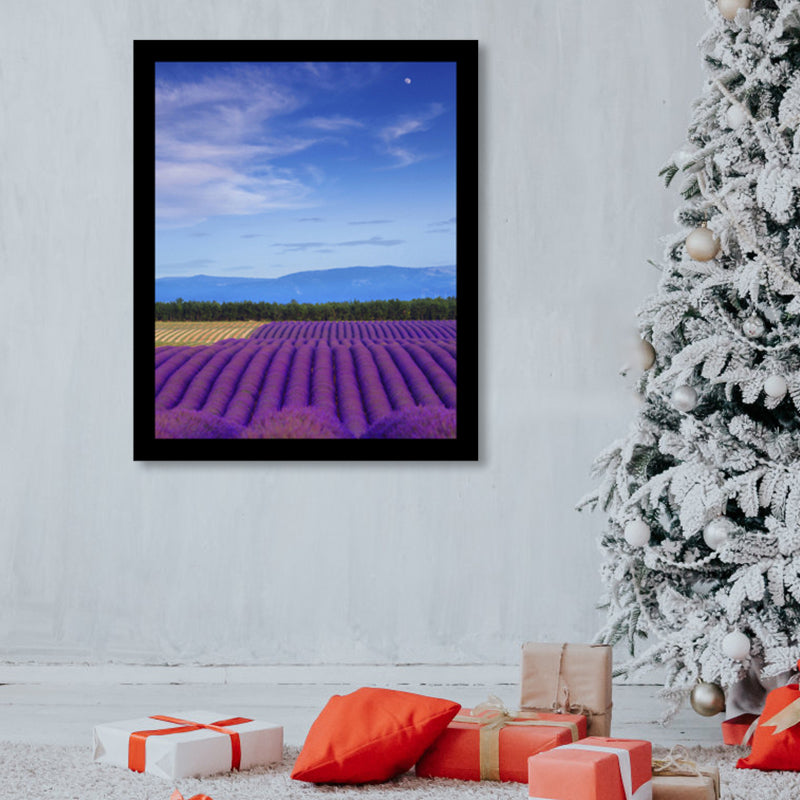 Lavender Field Scenery Art Print Farmhouse Canvas Wall Decor in Dark Color for Room Clearhalo 'Art Gallery' 'Canvas Art' 'Country Art Gallery' 'French Country' 'Rustic' Arts' 1859726