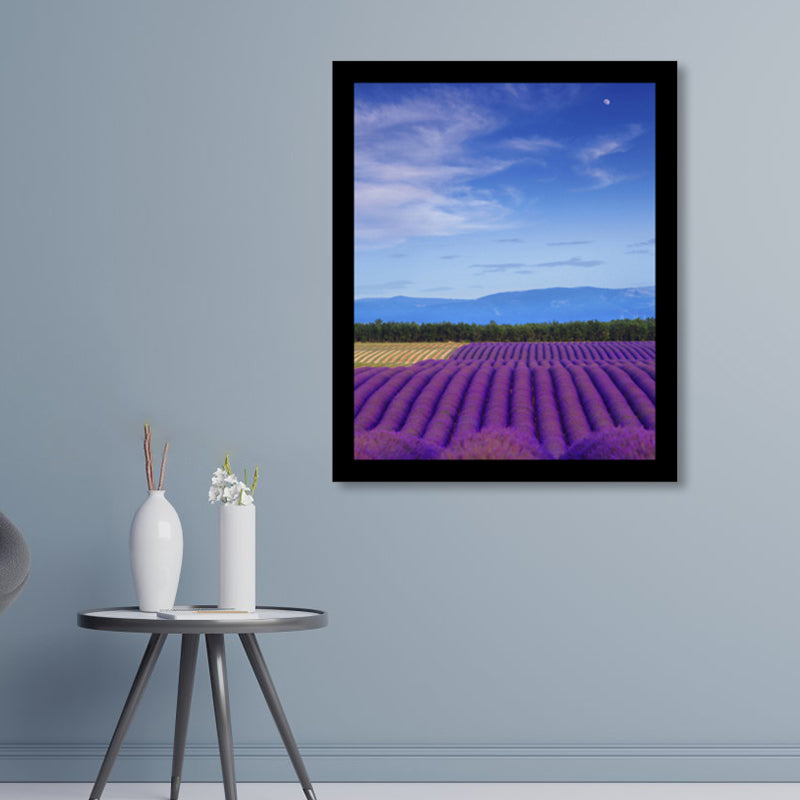 Lavender Field Scenery Art Print Farmhouse Canvas Wall Decor in Dark Color for Room Clearhalo 'Art Gallery' 'Canvas Art' 'Country Art Gallery' 'French Country' 'Rustic' Arts' 1859727