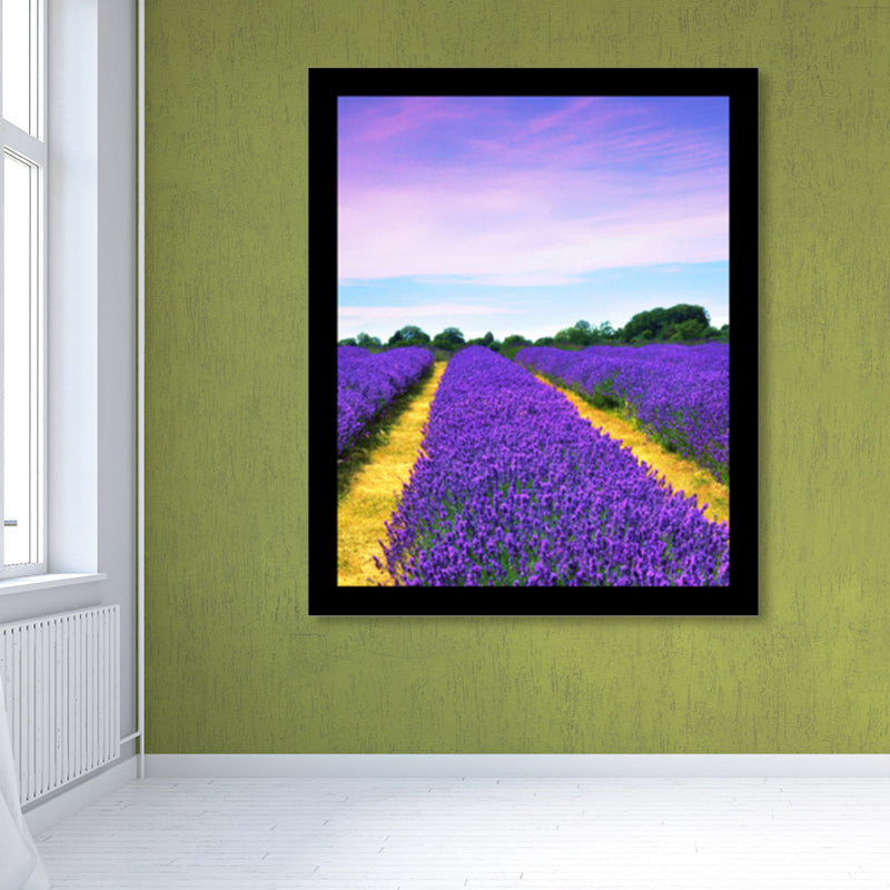 Lavender Field Scenery Art Print Farmhouse Canvas Wall Decor in Dark Color for Room Clearhalo 'Art Gallery' 'Canvas Art' 'Country Art Gallery' 'French Country' 'Rustic' Arts' 1859733