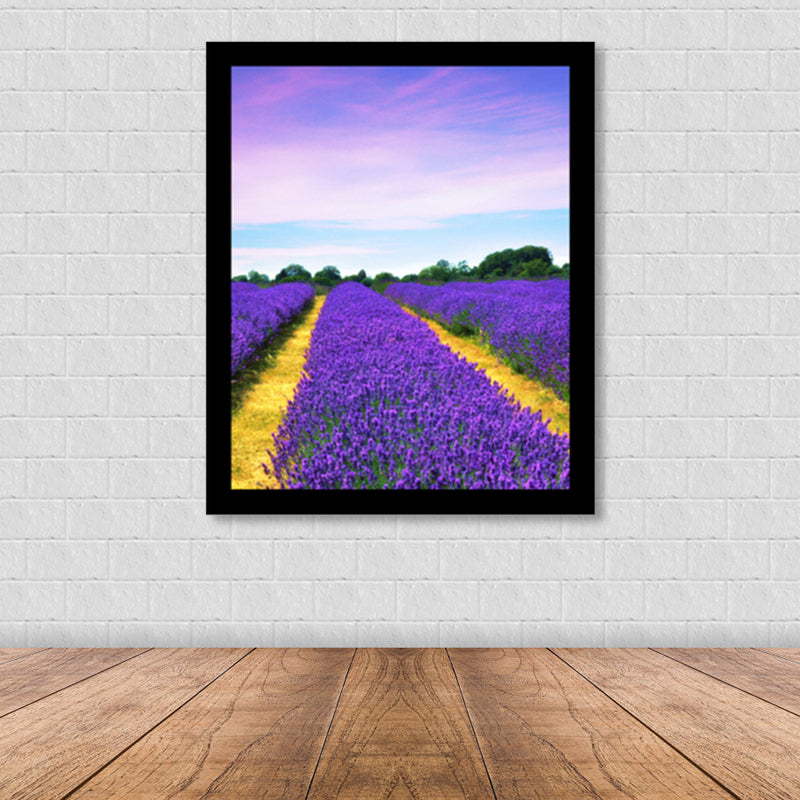 Lavender Field Scenery Art Print Farmhouse Canvas Wall Decor in Dark Color for Room Clearhalo 'Art Gallery' 'Canvas Art' 'Country Art Gallery' 'French Country' 'Rustic' Arts' 1859734