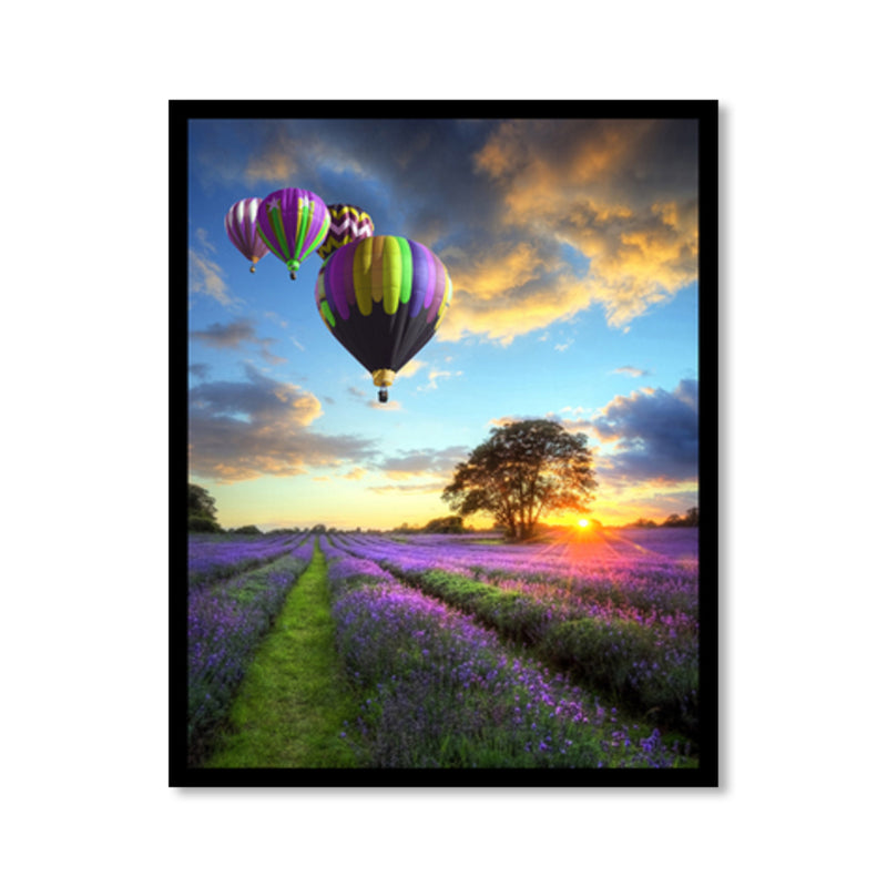Lavender Field Scenery Art Print Farmhouse Canvas Wall Decor in Dark Color for Room Clearhalo 'Art Gallery' 'Canvas Art' 'Country Art Gallery' 'French Country' 'Rustic' Arts' 1859739
