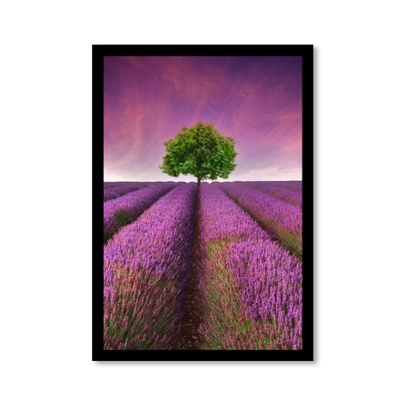 Lavender Field Scenery Art Print Farmhouse Canvas Wall Decor in Dark Color for Room Clearhalo 'Art Gallery' 'Canvas Art' 'Country Art Gallery' 'French Country' 'Rustic' Arts' 1859743