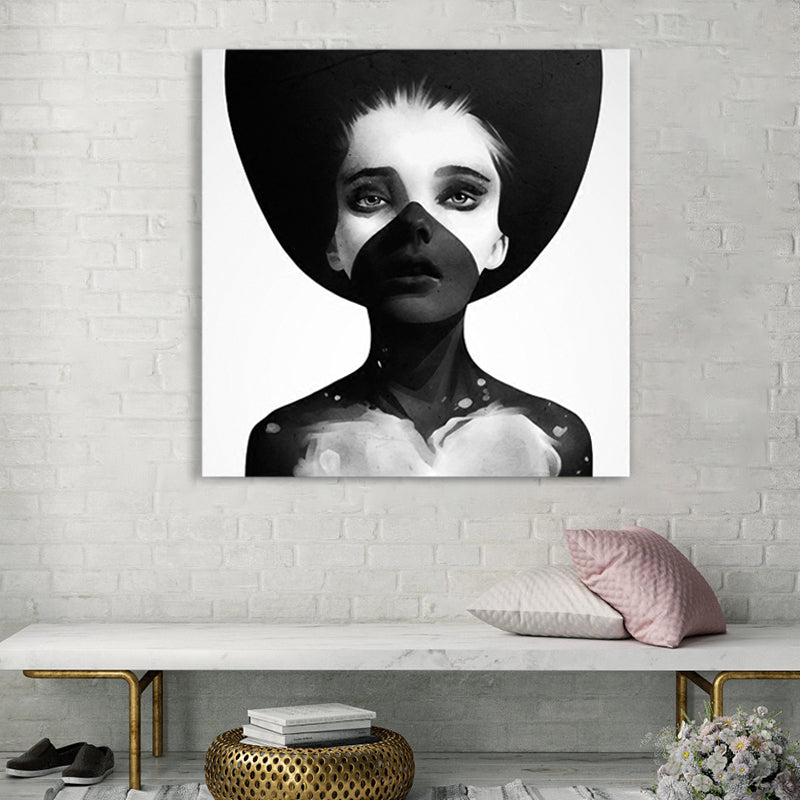 Fashionable Girl Wall Art Decor Pastel Color Canvas Painting, Textured, Multiple Sizes Clearhalo 'Art Gallery' 'Canvas Art' 'Contemporary Art Gallery' 'Modern' Arts' 1859757