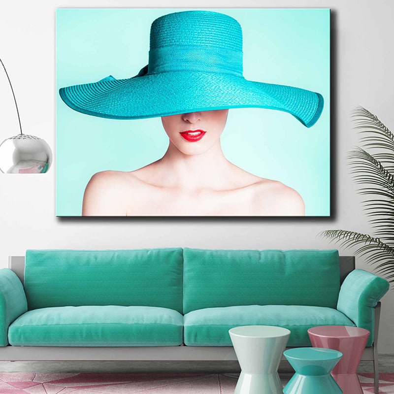 Pastel Color Photo Girl Canvas Print Fashion Glam Textured Wall Decor for Guest Room Clearhalo 'Arts' 'Canvas Art' 1859764