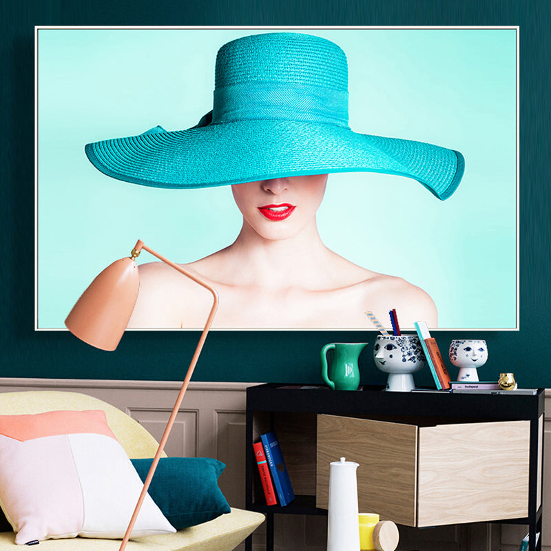 Pastel Color Photo Girl Canvas Print Fashion Glam Textured Wall Decor for Guest Room Clearhalo 'Arts' 'Canvas Art' 1859765