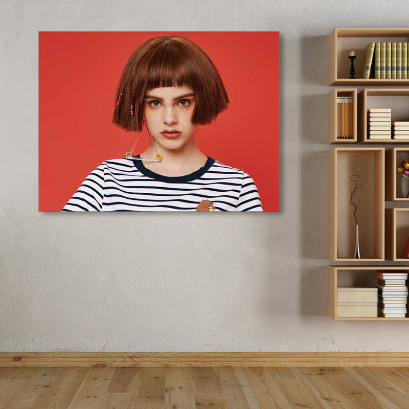 Pastel Color Photo Girl Canvas Print Fashion Glam Textured Wall Decor for Guest Room Clearhalo 'Arts' 'Canvas Art' 1859772
