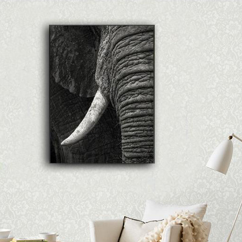 Vivid Wild Animal Wrapped Canvas Pastel Color Modern Wall Art Print for Sitting Room Grey Clearhalo 'Art Gallery' 'Canvas Art' 'Contemporary Art Gallery' 'Modern' Arts' 1859843