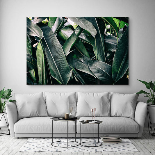 Banana Leaves Canvas Print Green Contemporary Style Wall Art Decor for Living Room Green Clearhalo 'Art Gallery' 'Canvas Art' 'Contemporary Art Gallery' 'Modern' Arts' 1859855