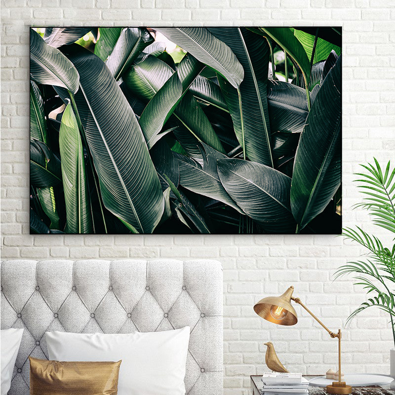 Banana Leaves Canvas Print Green Contemporary Style Wall Art Decor for Living Room Clearhalo 'Art Gallery' 'Canvas Art' 'Contemporary Art Gallery' 'Modern' Arts' 1859856