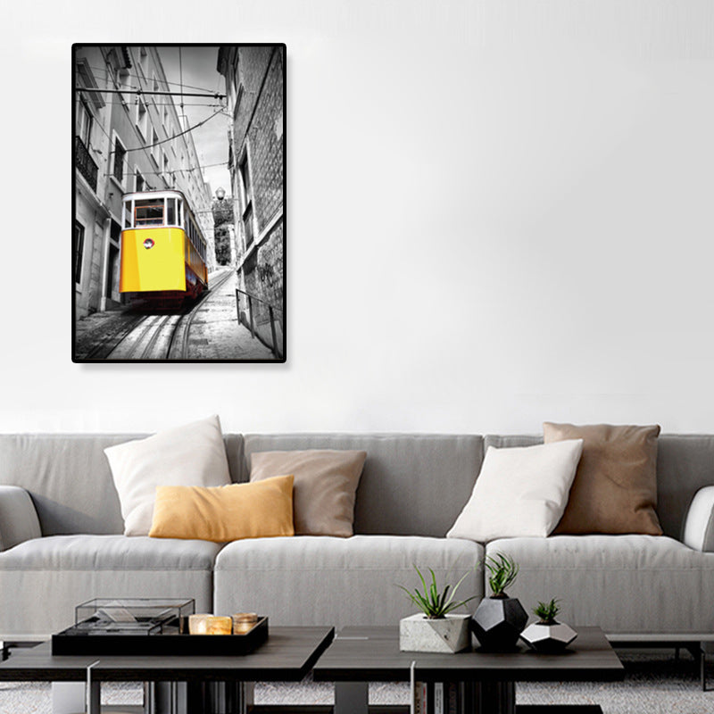 Nostalgische foto stedelijke spoorwegcanvas jongens slaapkamer transport muur kunst print