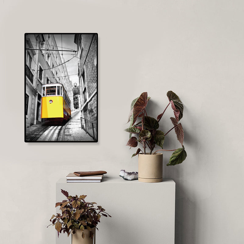 Nostalgische foto stedelijke spoorwegcanvas jongens slaapkamer transport muur kunst print