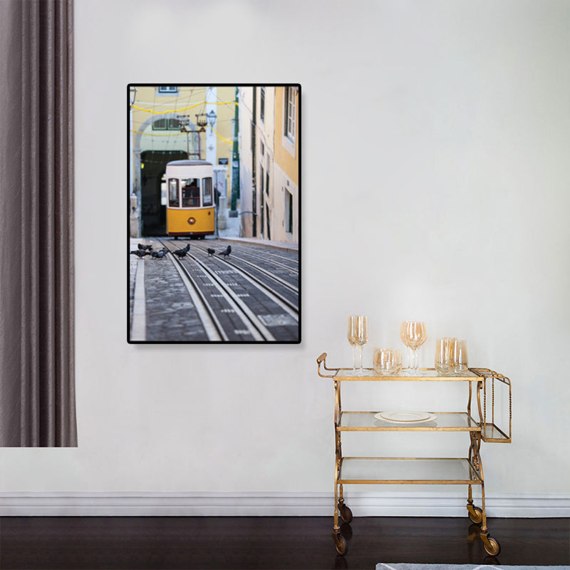 Nostalgic Photograph Urban Railway Canvas Boys Bedroom Transportation Wall Art Print Grey Clearhalo 'Arts' 'Canvas Art' 1859870