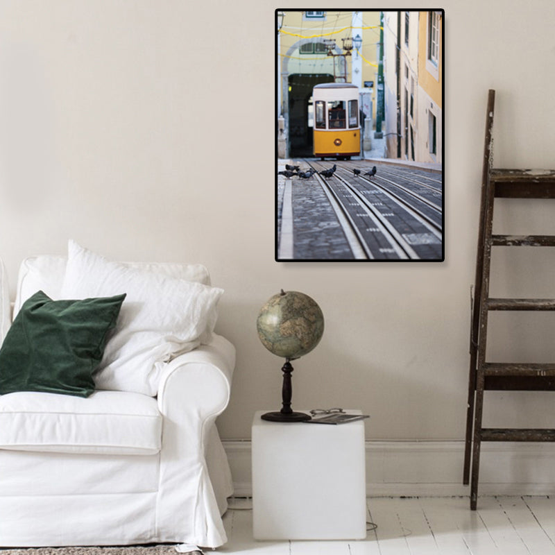 Nostalgic Photograph Urban Railway Canvas Boys Bedroom Transportation Wall Art Print Clearhalo 'Arts' 'Canvas Art' 1859871