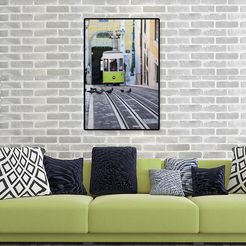 Nostalgic Photograph Urban Railway Canvas Boys Bedroom Transportation Wall Art Print Clearhalo 'Arts' 'Canvas Art' 1859876