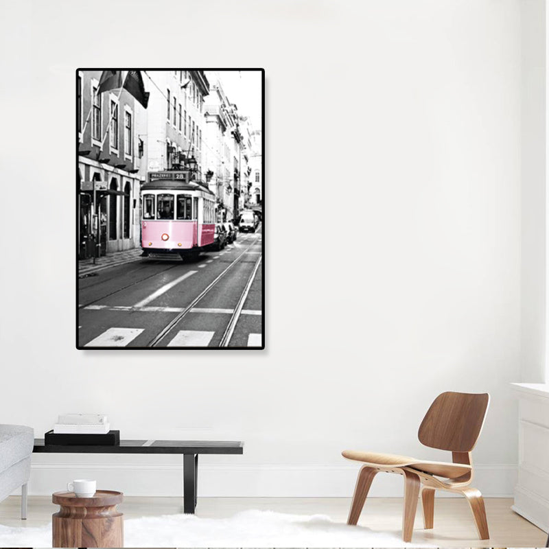 Nostalgic Photograph Urban Railway Canvas Boys Bedroom Transportation Wall Art Print Clearhalo 'Arts' 'Canvas Art' 1859879