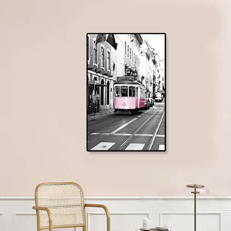 Nostalgic Photograph Urban Railway Canvas Boys Bedroom Transportation Wall Art Print Clearhalo 'Arts' 'Canvas Art' 1859880