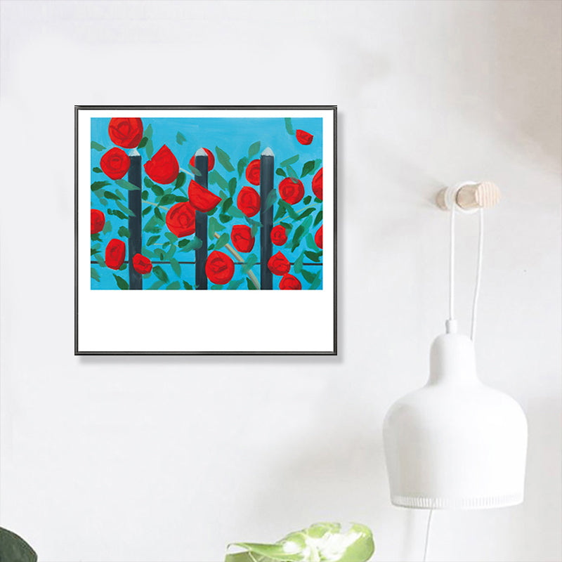 Pastel Color Blossom Pattern Wall Decor Flower Rustic Textured Canvas Print for Playroom Red Clearhalo 'Art Gallery' 'Canvas Art' 'Country Art Gallery' 'French Country' 'Rustic' Arts' 1859893