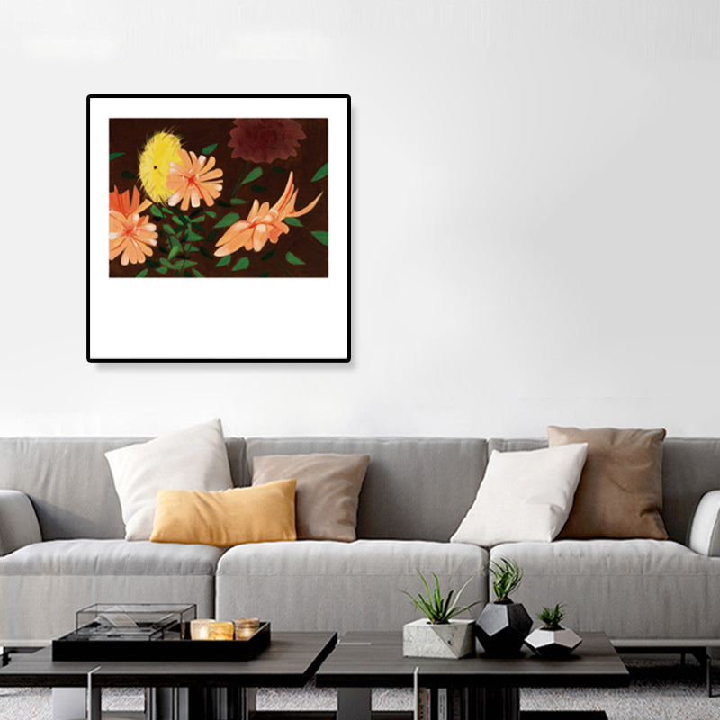 Pastel Color Blossom Pattern Wall Decor Flower Rustic Textured Canvas Print for Playroom Clearhalo 'Art Gallery' 'Canvas Art' 'Country Art Gallery' 'French Country' 'Rustic' Arts' 1859903