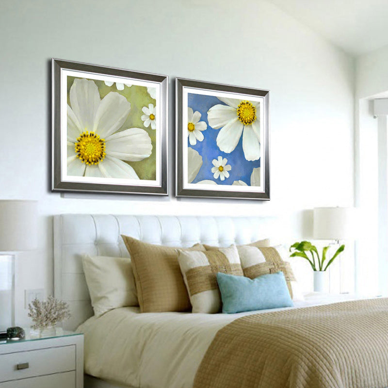 Country Chrysanthemum Print Canvas Soft Color Flower Wall Decor for Bedroom, Textured Clearhalo 'Art Gallery' 'Canvas Art' 'Country Art Gallery' 'French Country' 'Rustic' Arts' 1859910