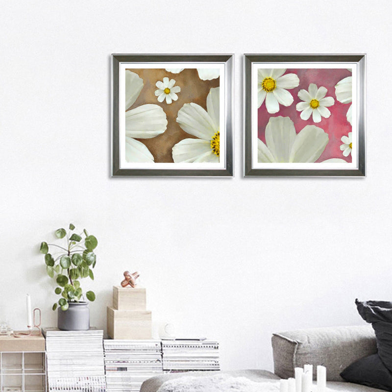 Country Chrysanthemum Print Canvas Soft Color Flower Wall Decor for Bedroom, Textured Clearhalo 'Art Gallery' 'Canvas Art' 'Country Art Gallery' 'French Country' 'Rustic' Arts' 1859916