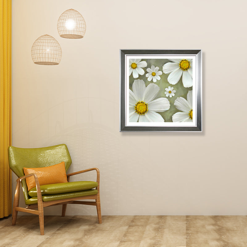 Country Chrysanthemum Print Canvas Soft Color Flower Wall Decor for Bedroom, Textured Clearhalo 'Art Gallery' 'Canvas Art' 'Country Art Gallery' 'French Country' 'Rustic' Arts' 1859922