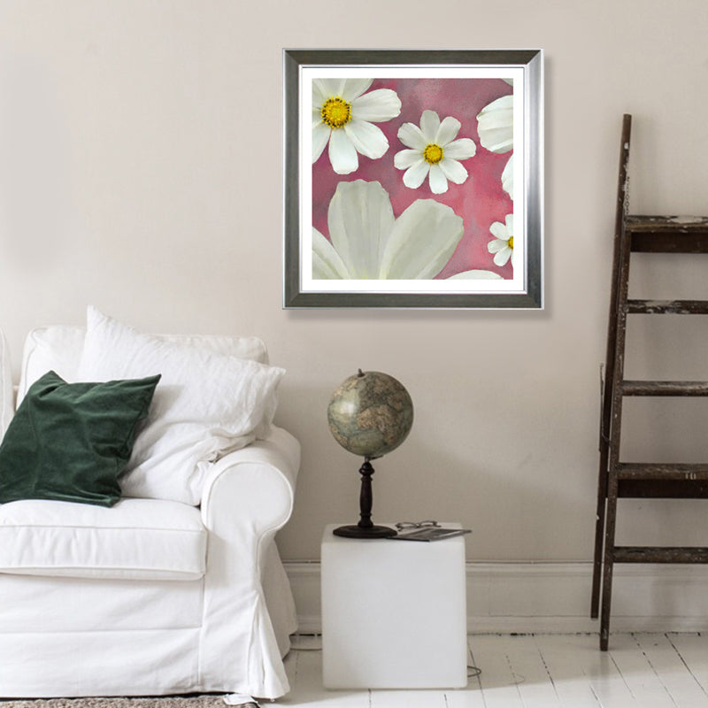 Country Chrysanthemum Print Canvas Soft Color Flower Wall Decor for Bedroom, Textured Pink Clearhalo 'Art Gallery' 'Canvas Art' 'Country Art Gallery' 'French Country' 'Rustic' Arts' 1859928