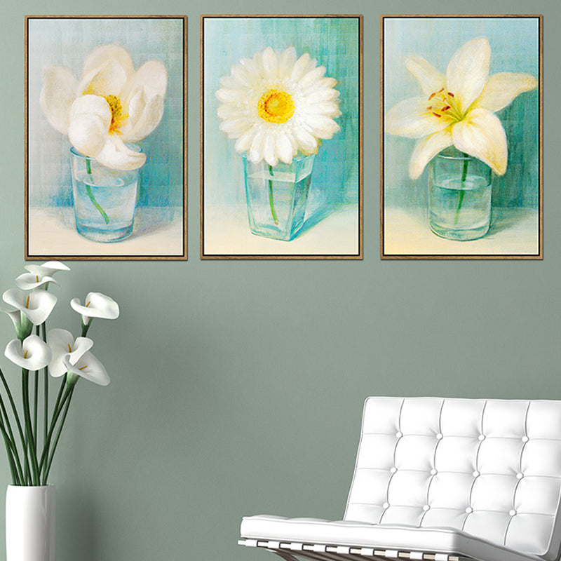 Light Color Floral Design Canvas Textured Wall Art Print for Living Room, Multiple Size Clearhalo 'Art Gallery' 'Canvas Art' 'Country Art Gallery' 'French Country' 'Rustic' Arts' 1859932