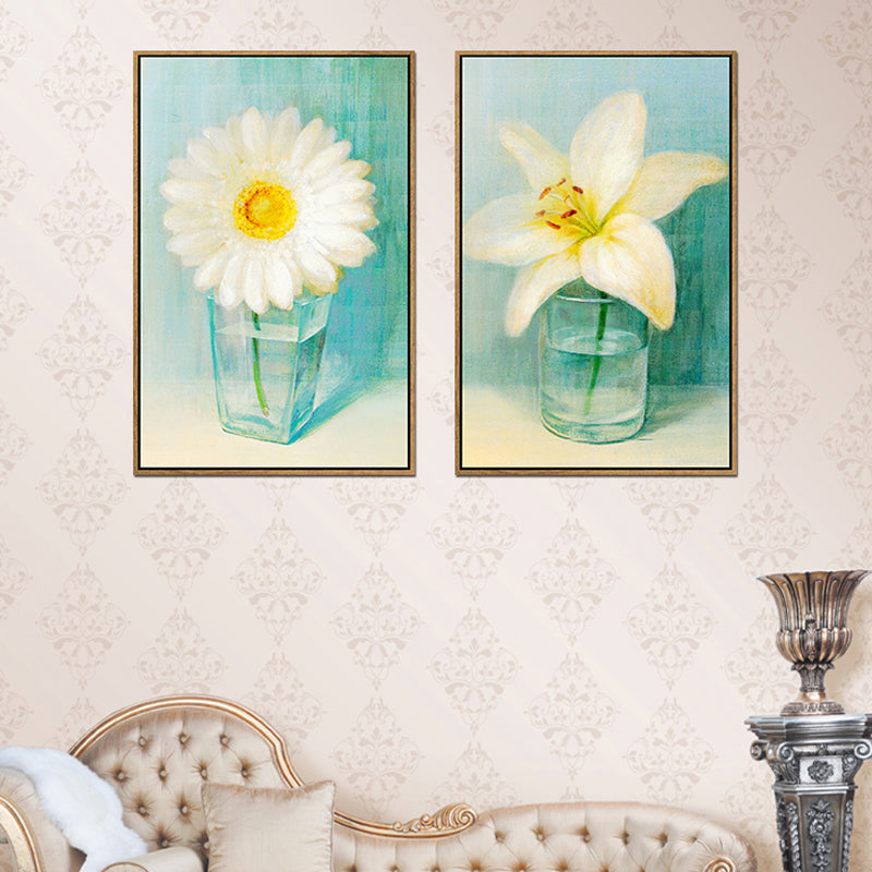 Light Color Floral Design Canvas Textured Wall Art Print for Living Room, Multiple Size Clearhalo 'Art Gallery' 'Canvas Art' 'Country Art Gallery' 'French Country' 'Rustic' Arts' 1859933
