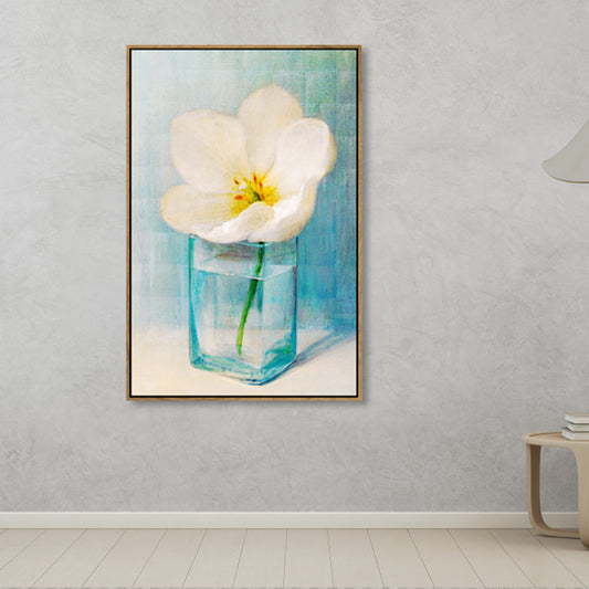 Light Color Floral Design Canvas Textured Wall Art Print for Living Room, Multiple Size Cream Clearhalo 'Art Gallery' 'Canvas Art' 'Country Art Gallery' 'French Country' 'Rustic' Arts' 1859940