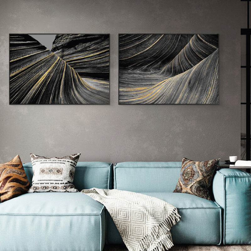 Photographic Print Modern Canvas Art with Close-Up Mountain Ridge Scenery, Dark Color Clearhalo 'Art Gallery' 'Canvas Art' 'Contemporary Art Gallery' 'Modern' Arts' 1859954