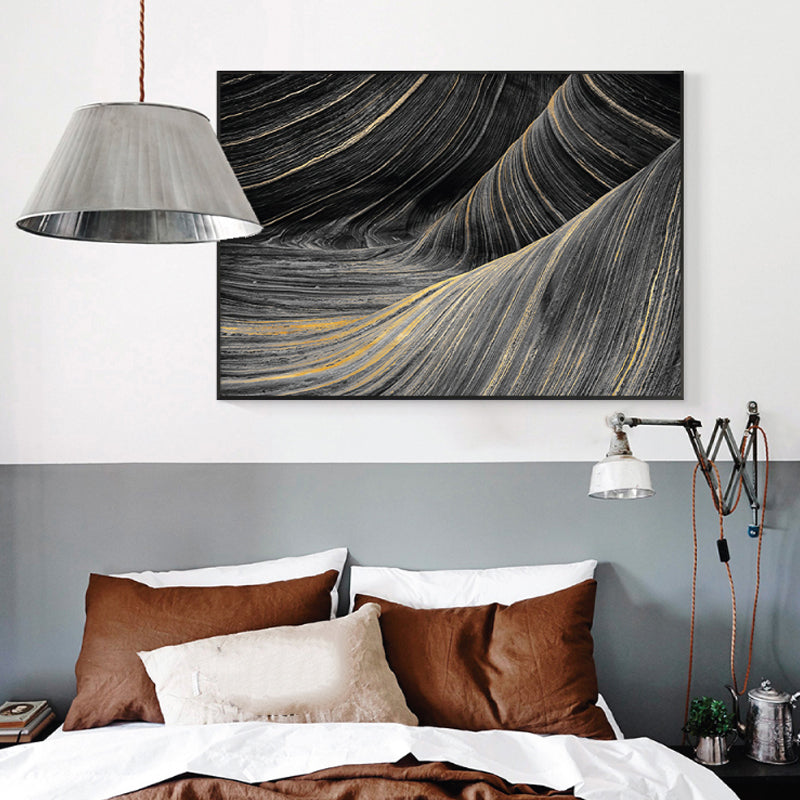 Photographic Print Modern Canvas Art with Close-Up Mountain Ridge Scenery, Dark Color Dark Gray Clearhalo 'Art Gallery' 'Canvas Art' 'Contemporary Art Gallery' 'Modern' Arts' 1859961