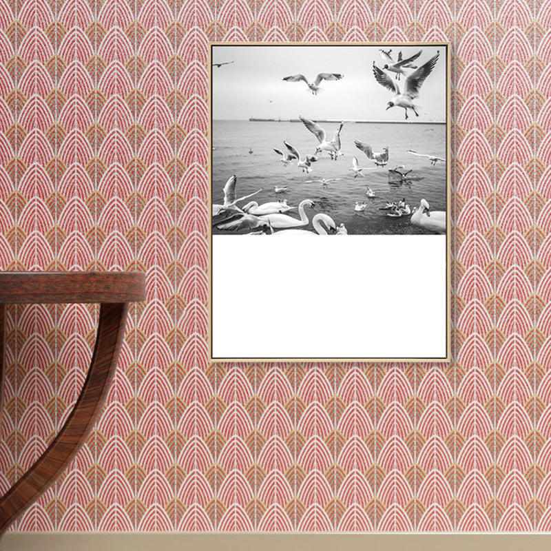 Photo Waterfowl Flocks Wall Art Textured Tropical Living Room Canvas Print in Grey Clearhalo 'Art Gallery' 'Canvas Art' 'Coastal Art Gallery' 'Nautical' Arts' 1859986