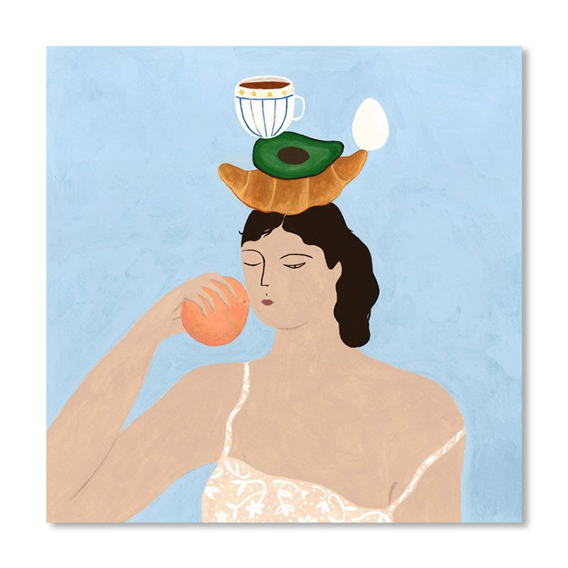 Illustration Maiden Wall Art Decor Textured Modern Girls Room Wrapped Canvas in Light Color Clearhalo 'Art Gallery' 'Canvas Art' 'Contemporary Art Gallery' 'Modern' Arts' 1860019