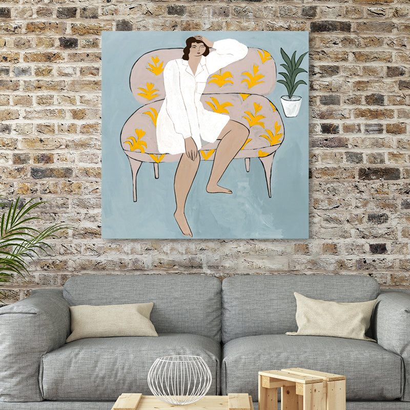 Illustration Maiden Wall Art Decor Textured Modern Girls Room Wrapped Canvas in Light Color Clearhalo 'Art Gallery' 'Canvas Art' 'Contemporary Art Gallery' 'Modern' Arts' 1860029