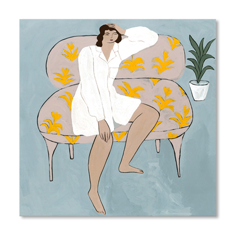 Illustration Maiden Wall Art Decor Textured Modern Girls Room Wrapped Canvas in Light Color Clearhalo 'Art Gallery' 'Canvas Art' 'Contemporary Art Gallery' 'Modern' Arts' 1860031