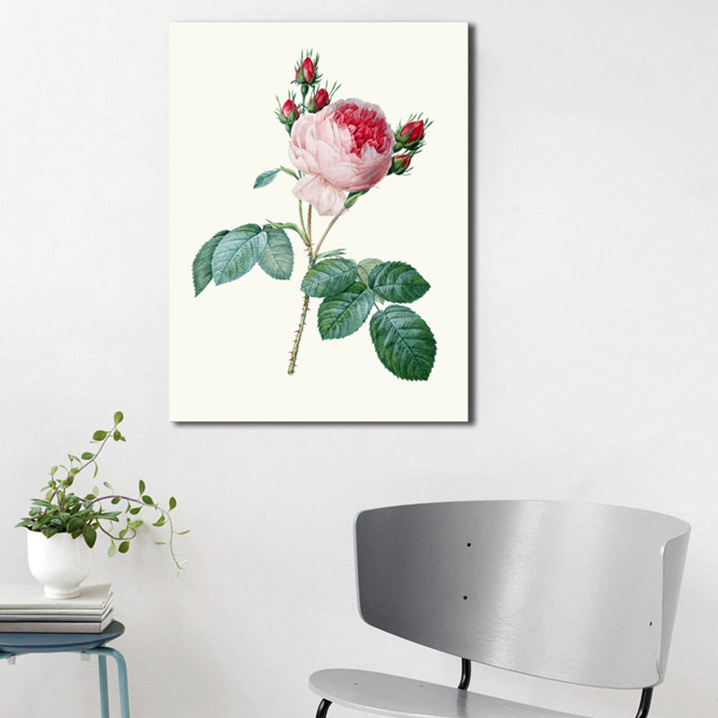 Light Color Rose Flower Pattern Wrapped Canvas Textured Modern Dining Room Painting Light Pink Clearhalo 'Art Gallery' 'Canvas Art' 'Contemporary Art Gallery' 'Modern' Arts' 1860040