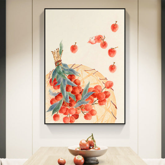 Drawing Litchi Wall Art Orange Farmhouse Canvas Print for Dining Room, Multiple Sizes Orange Clearhalo 'Art Gallery' 'Canvas Art' 'Traditional' Arts' 1860070