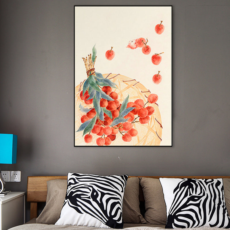 Drawing Litchi Wall Art Orange Farmhouse Canvas Print for Dining Room, Multiple Sizes Clearhalo 'Art Gallery' 'Canvas Art' 'Traditional' Arts' 1860071