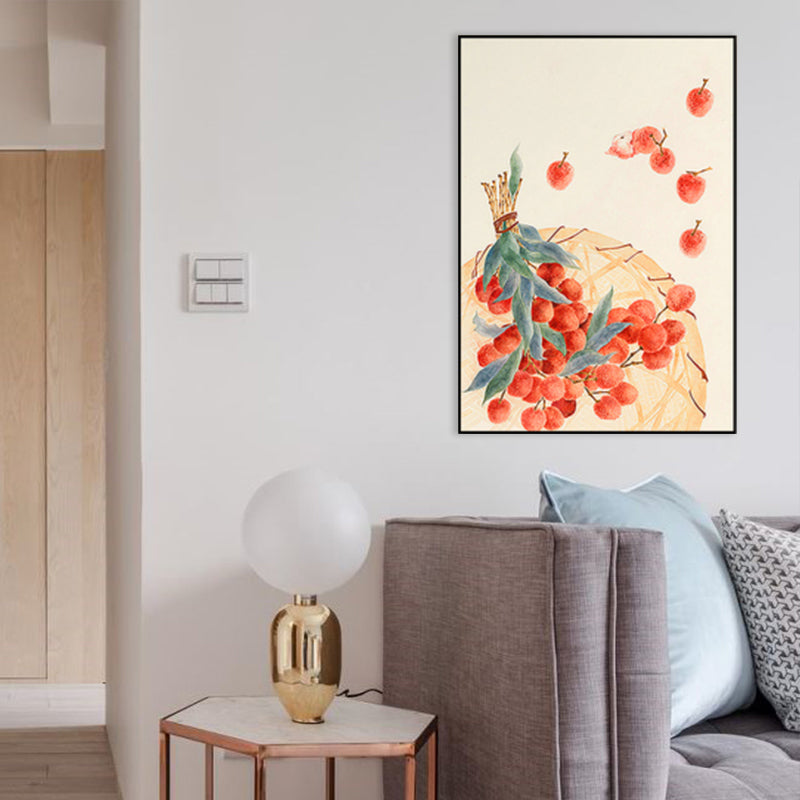 Drawing Litchi Wall Art Orange Farmhouse Canvas Print for Dining Room, Multiple Sizes Clearhalo 'Art Gallery' 'Canvas Art' 'Traditional' Arts' 1860072