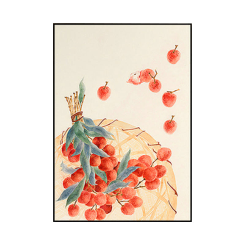 Drawing Litchi Wall Art Orange Farmhouse Canvas Print for Dining Room, Multiple Sizes Clearhalo 'Art Gallery' 'Canvas Art' 'Traditional' Arts' 1860073