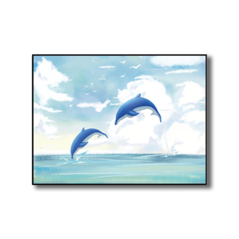 Sea Animal and Ocean Painting Light Color Kids Style Wrapped Canvas for Family Room Clearhalo 'Art Gallery' 'Canvas Art' 'Kids' Arts' 1860172