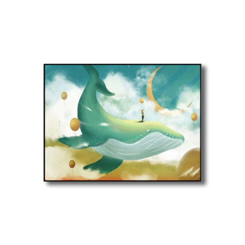 Sea Animal and Ocean Painting Light Color Kids Style Wrapped Canvas for Family Room Clearhalo 'Art Gallery' 'Canvas Art' 'Kids' Arts' 1860176